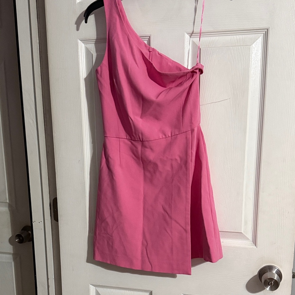 French Connection One-Shoulder Dress in Pink